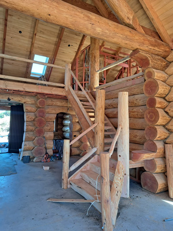 Log Stairs under construction